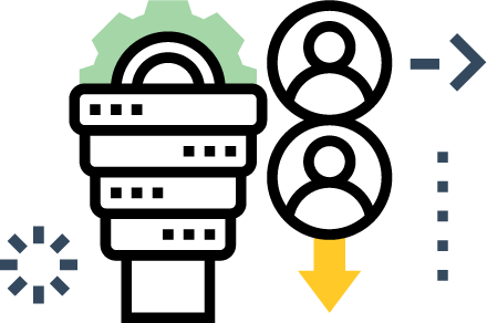 Hyperlocal Digital Marketing Agency illustration: funnel directs to two user icons, depicting Pune-based agency’s client conversion workflow. - IPSense.com