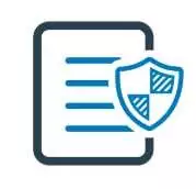 Icon of a document with lines and a blue shield, representing a Hyperlocal Digital Marketing Agency in Pune focused on secure, localised solutions. - IPSense.com