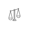 Simple black outline of a balanced scales icon, ideal for a Hyperlocal Digital Marketing Agency in Pune, on a light grey background. - IPSense.com