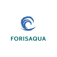 A blue wave-like swirl above green FORISAQUA, representing a Pune-based Hyperlocal Digital Marketing Agency, on a white background. - IPSense.com