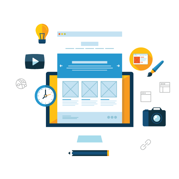 A computer monitor shows a hyperlocal digital marketing agency website, with icons illustrating services for businesses in Pune. - IPSense.com